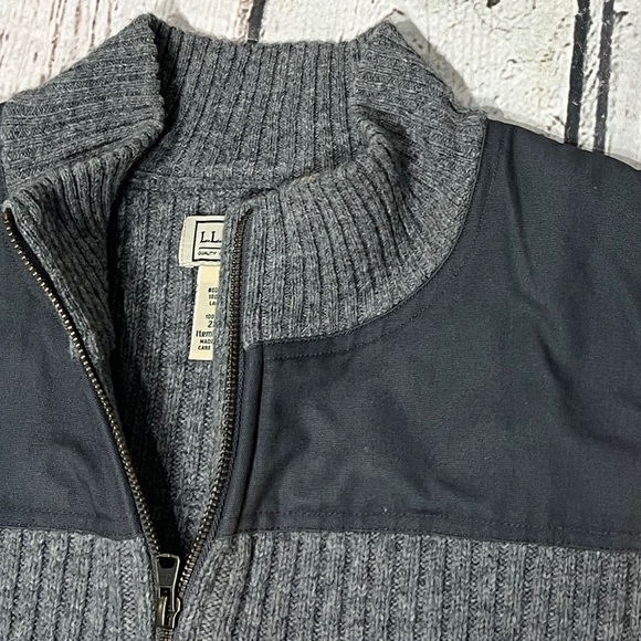 LL Bean Cable Knit Chunky Blue Wool Zip Up Vintage Women's Sweater - Picture 3 of 4